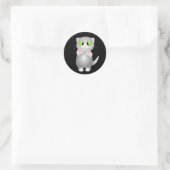 Kat - Grijs Korthaar Ronde Sticker (Tas)