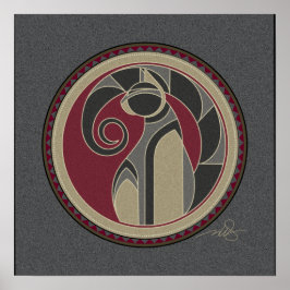 Kat grijze achtergrond poster