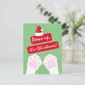 Kat groen en rood met middeleeuwse retro en rode v feestdagenkaart (Staand voorkant)