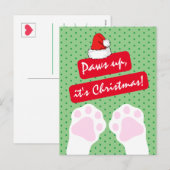 Kat groen en rood met middeleeuwse retro en rode v feestdagenkaart (Voorkant / Achterkant)