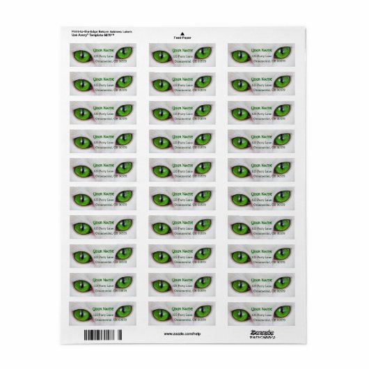 Kat groene ogen etiket (Full Sheet)