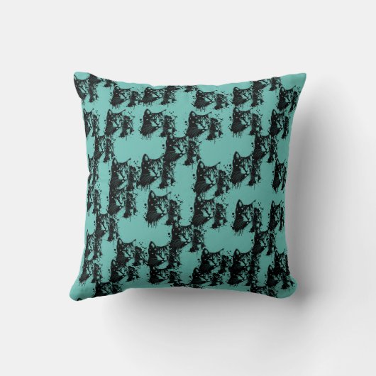 "Kat groep" groen Kussen (Achterkant)