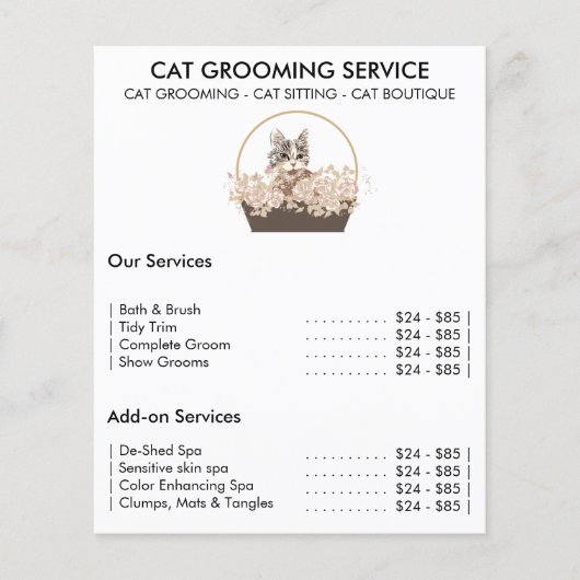 Kat grooming service minimaal flyer (Voorkant)