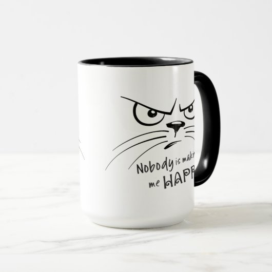 Kat Grumpy NIEMAND MAAKT ME GELUKKIG Mok (Voorkant rechts)