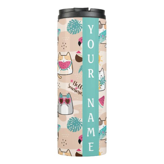 Kat Hallo zomervakantie Kat Thermosbeker (Achterkant)