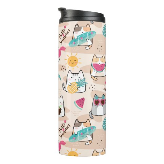 Kat Hallo zomervakantie Kat Thermosbeker (Geroteerd rechts)