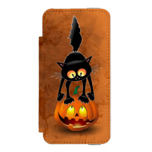Kat Halloween Bang Cartoon op Pompoen Mini Baske