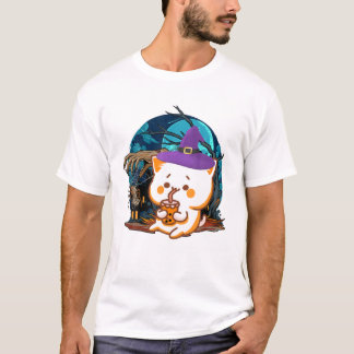 Kat Halloween Boba Thee Bubble T-shirt