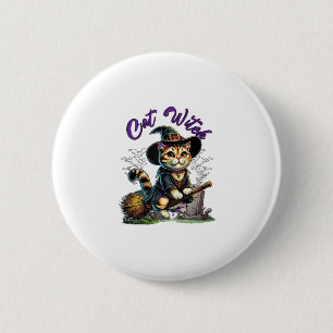 Kat Halloween Heks Kostuum Boer Familie Kinder Tod Ronde Button 5,7 Cm