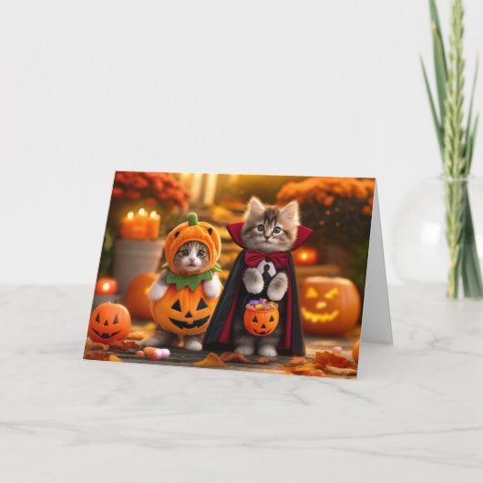 Kat Halloween Kaart, Halloween Cat Kaart (Voorkant)