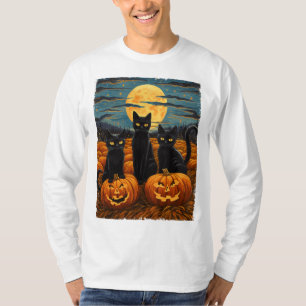 Kat Halloween Kat Liefhebbers Sterrennacht Kat Van T-shirt