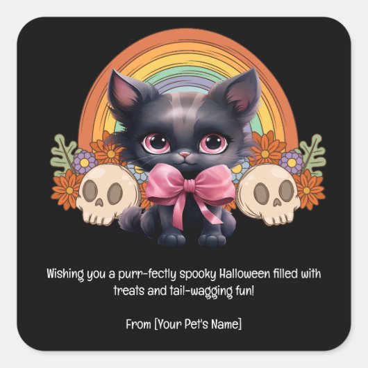 Kat Halloween Pet in spookachtige kostuums Vierkante Sticker (Voorkant)