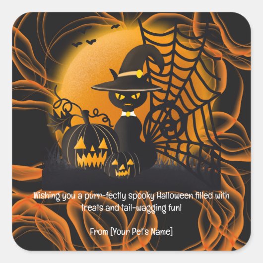 Kat Halloween Pet in spookachtige kostuums Vierkante Sticker (Voorkant)