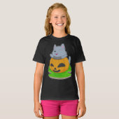 Kat Halloween Pompoen T-shirt (Voorkant volledig)