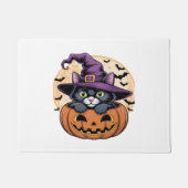 Kat Halloween Pompoen Zwarte Kat Oversized T-shirt Deurmat (Voorkant)