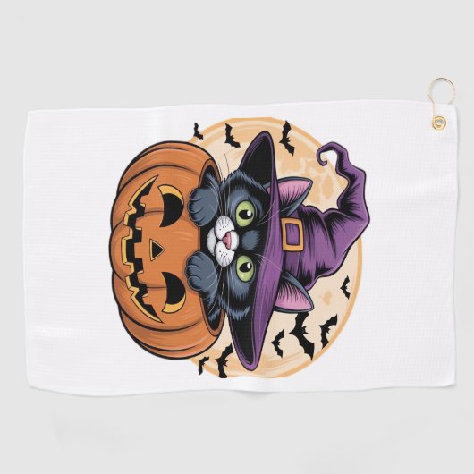 Kat Halloween Pompoen Zwarte Kat Oversized T-shirt Golfhanddoek (Horizontaal)