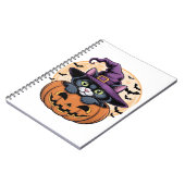 Kat Halloween Pompoen Zwarte Kat Oversized T-shirt Notitieboek (Linkerzijde)