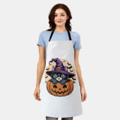 Kat Halloween Pompoen Zwarte Kat Oversized T-shirt Schort (Gedragen)