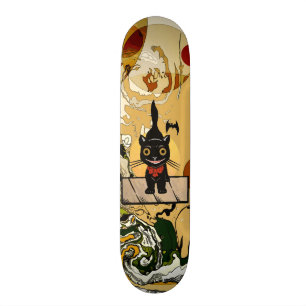 Kat-halloween-skateboarddek glimlachen persoonlijk skateboard