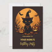 Kat halloween verjaardag kaart (Voorkant)