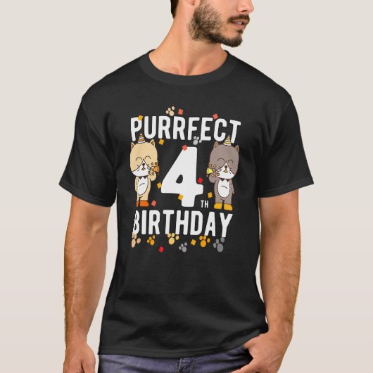 Kat Happy 4e verjaardag 4 jaar oude dag T-shirt (Voorkant)