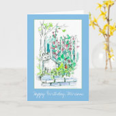 Kat Happy Birthday Tuin Bloemen Kaart (Gele Bloem)