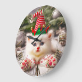 Kat Happy Furbaby Vakantie Kerstmis Grote Klok (Hoek)