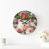 Kat Happy Furbaby Vakantie Kerstmis Grote Klok (Huis)