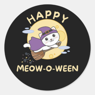 Kat Happy Halloween Happy Meow-o-between Classic R Ronde Sticker