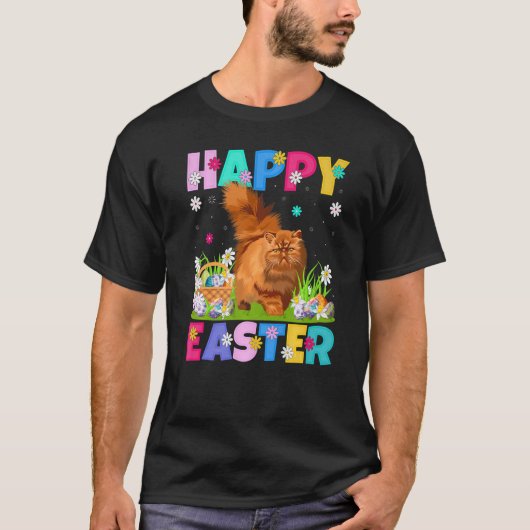 Kat Happy Paaster Bunny Persian Cat Paaszondag T-shirt (Voorkant)