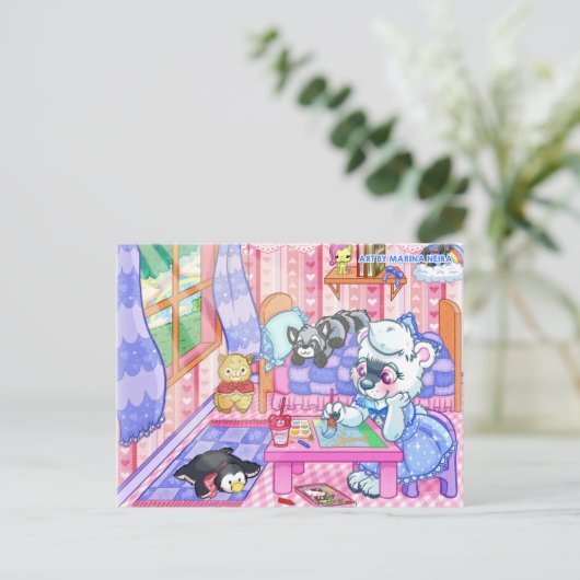 Kat Happy Room Briefkaart (Staand voorkant)