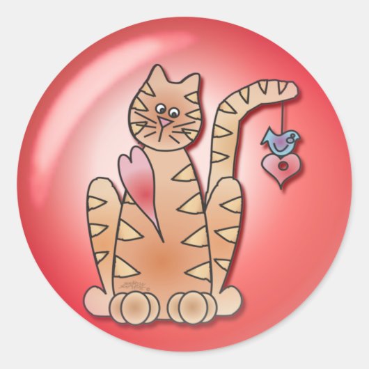 KAT HART BUBBLE door SHARON SHARPE Ronde Sticker (Voorkant)