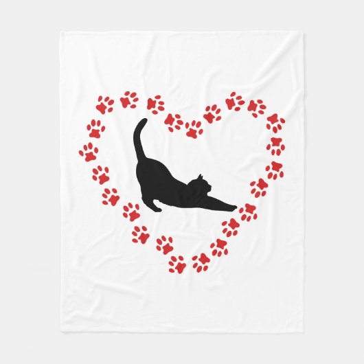 Kat & Hart gemaakt van kattenpoten Fleece Deken (Voorkant)