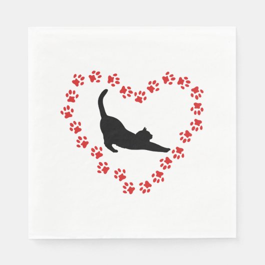 Kat & Hart gemaakt van kattenpoten Servet (Voorkant)