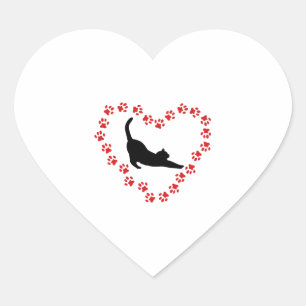 Kat & Hart gemaakt van kattenpoten Sticker
