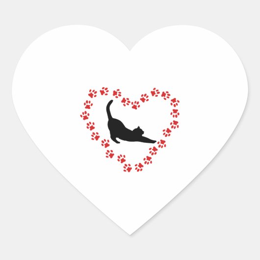 Kat & Hart gemaakt van kattenpoten Sticker (Voorkant)