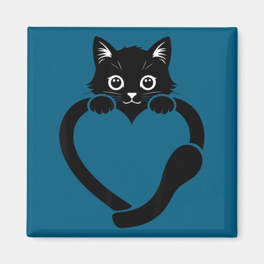 Kat hart grafisch lief knappe kat magneet (Voorkant)