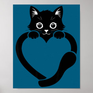 Kat hart grafische liefde schattige kat poster