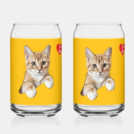 Kat Hart Naam Liefde Set Blikvorm Glas (Voorkant)