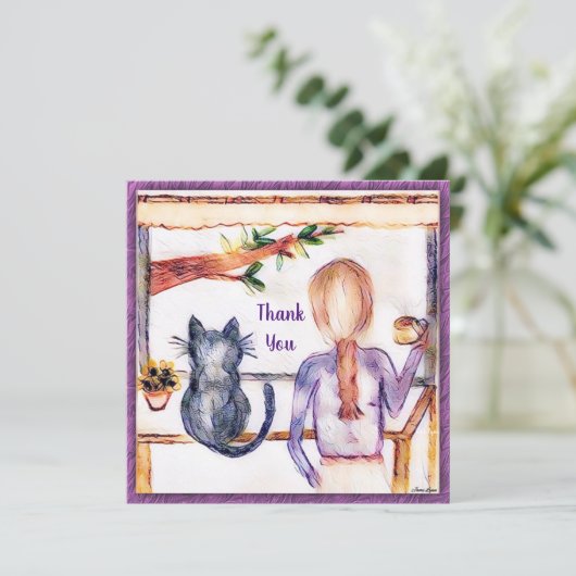 Kat Hartelijk dank, aangepast schilderen Meisje in (Staand voorkant)