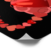 Kat-harten, kaartjes voor cadeautjes, rode zwarte  poster (Hoek)