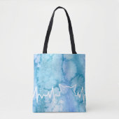 Kat hartslag en hangen op Kat blauwe Waterverf Tote Bag (Voorkant)