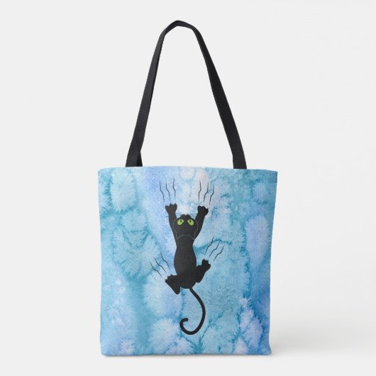 Kat hartslag en hangen op Kat blauwe Waterverf Tote Bag (Achterkant)