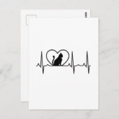 Kat hartslag met hart briefkaart (Voorkant / Achterkant)