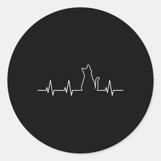 Kat hartslag ronde sticker (Voorkant)