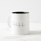 kat hartslag tweekleurige koffiemok (Voorkant links)