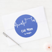 Kat hartslag voor kattemomen, kat-Dads Ronde Sticker (Envelop)
