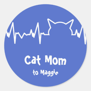 Kat hartslag voor kattemomen, kat-Dads Ronde Sticker