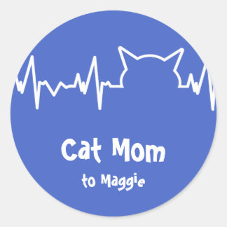 Kat hartslag voor kattemomen, kat-Dads Ronde Sticker