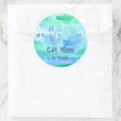 Kat hartslag voor kattemomen, kat dads, waterverf ronde sticker (Tas)